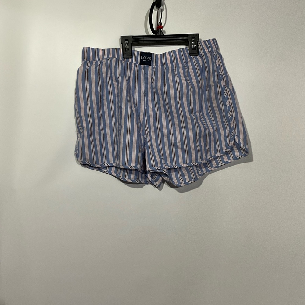 Love Blue and White Striped Men's Athletic Shorts